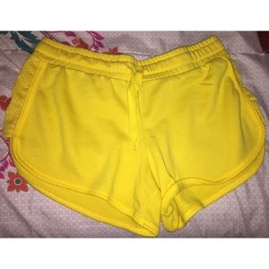 yellow athletic shorts